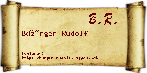 Bürger Rudolf névjegykártya