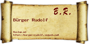 Bürger Rudolf névjegykártya